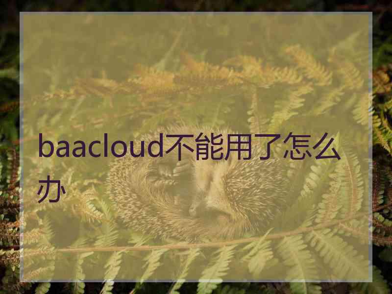 baacloud不能用了怎么办