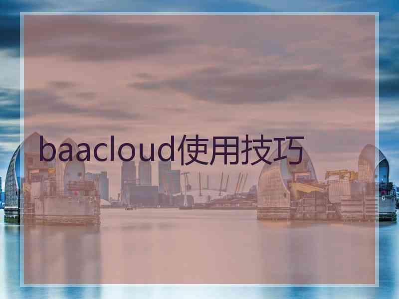 baacloud使用技巧