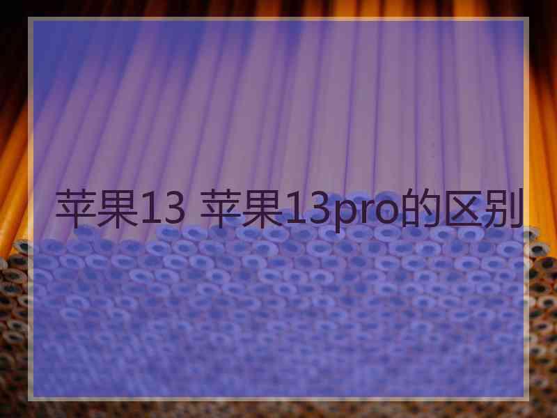 苹果13 苹果13pro的区别