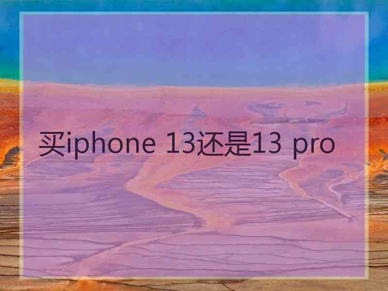 买iphone 13还是13 pro