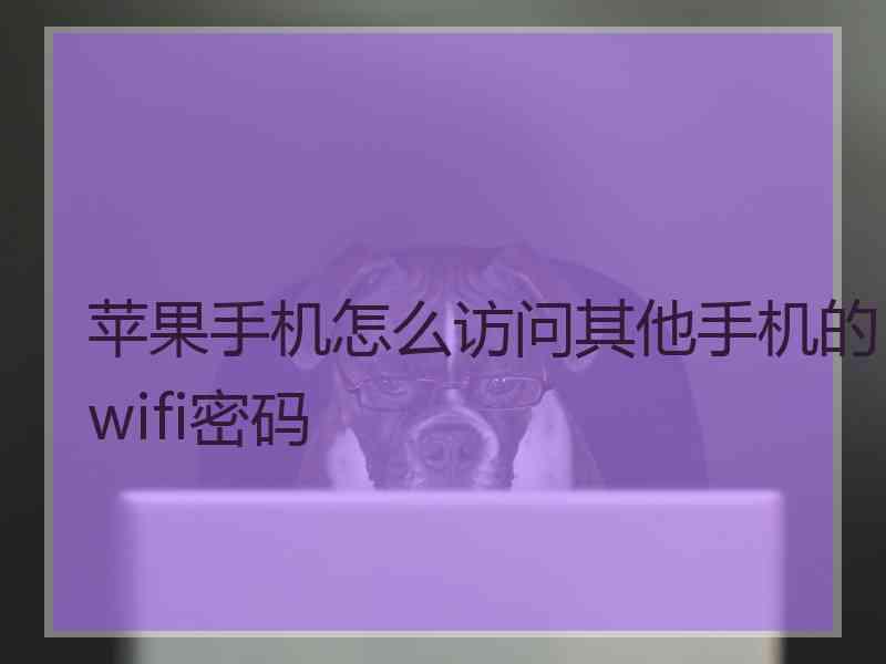 苹果手机怎么访问其他手机的wifi密码