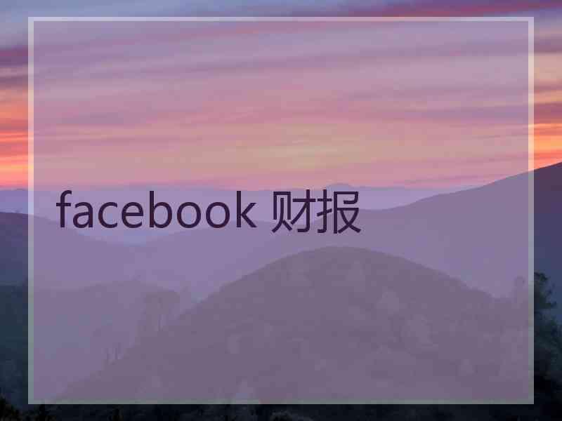 facebook 财报