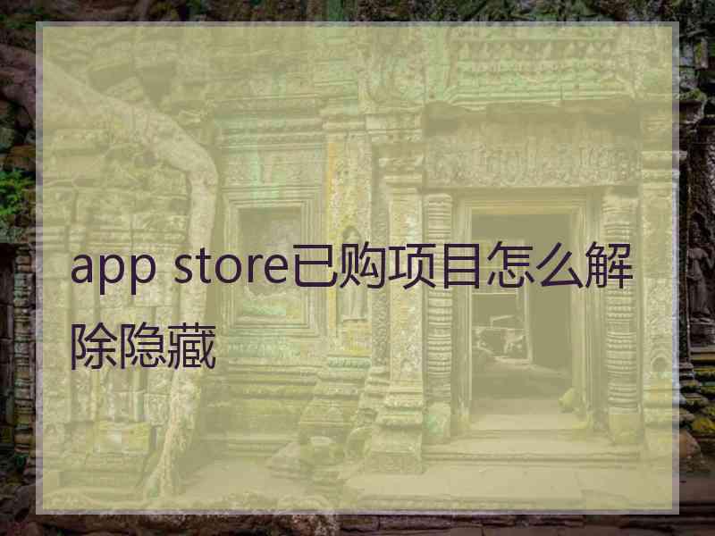 app store已购项目怎么解除隐藏