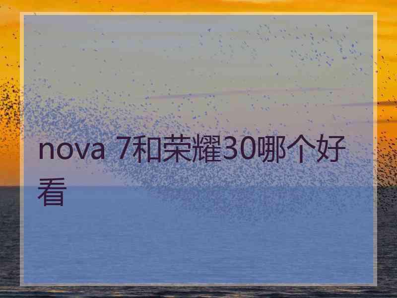 nova 7和荣耀30哪个好看