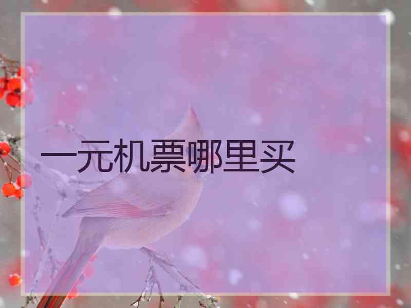 一元机票哪里买