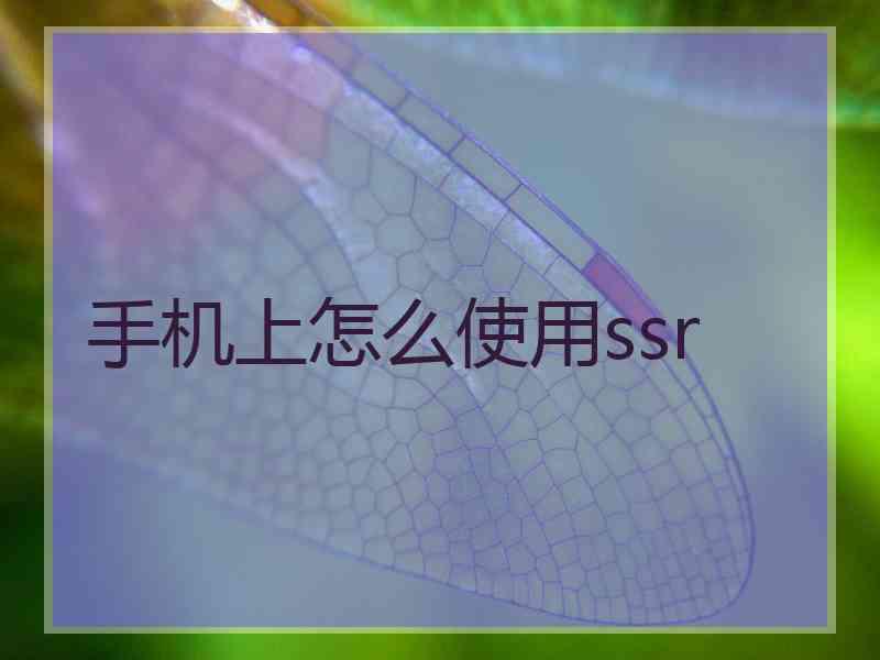 手机上怎么使用ssr