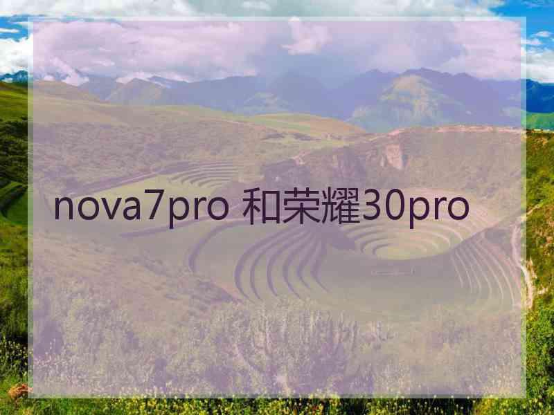 nova7pro 和荣耀30pro