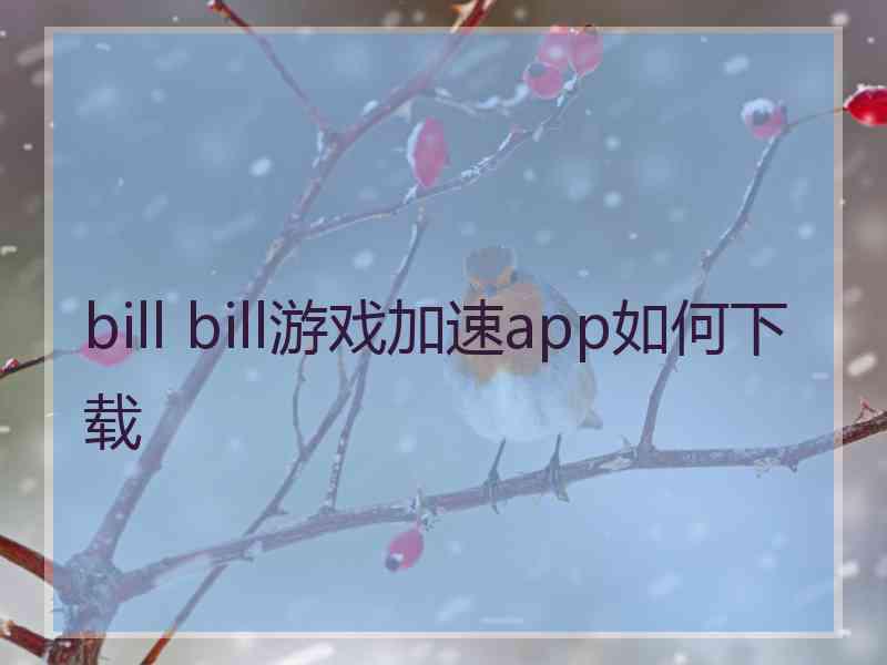 bill bill游戏加速app如何下载