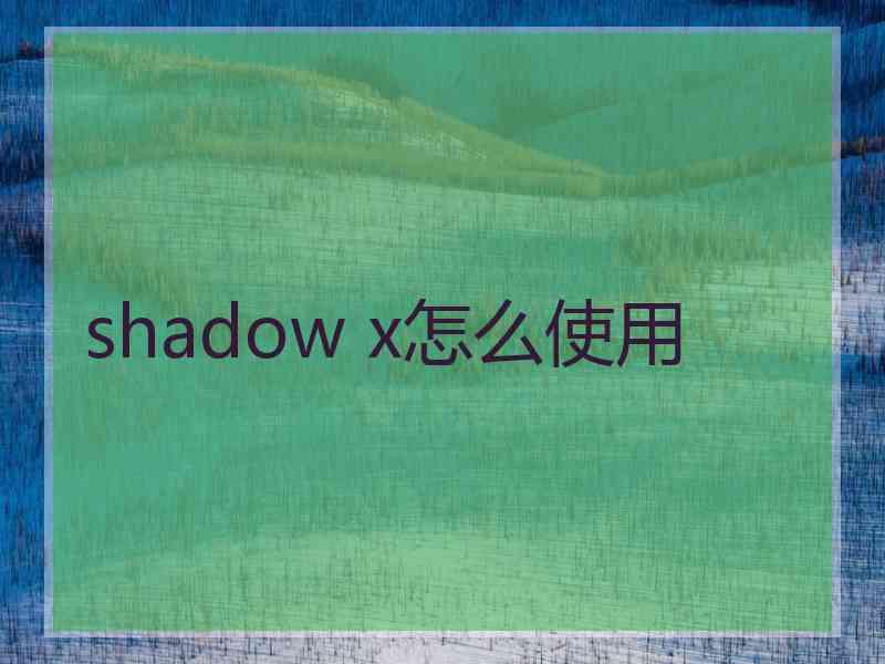 shadow x怎么使用