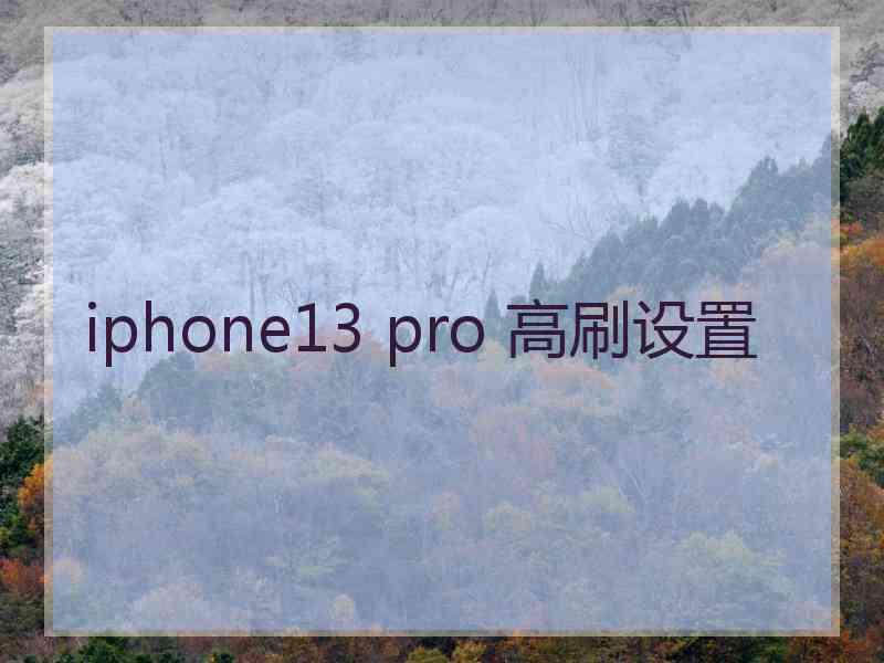 iphone13 pro 高刷设置