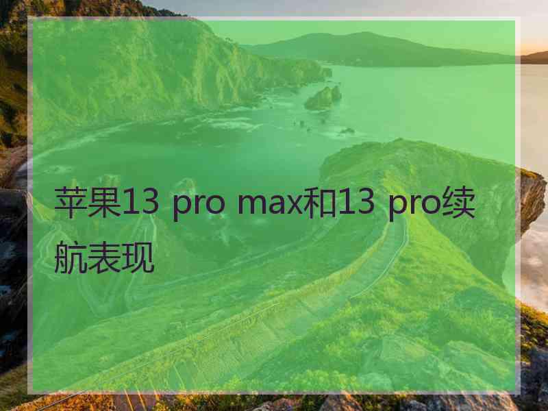 苹果13 pro max和13 pro续航表现