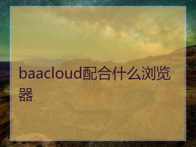 baacloud配合什么浏览器