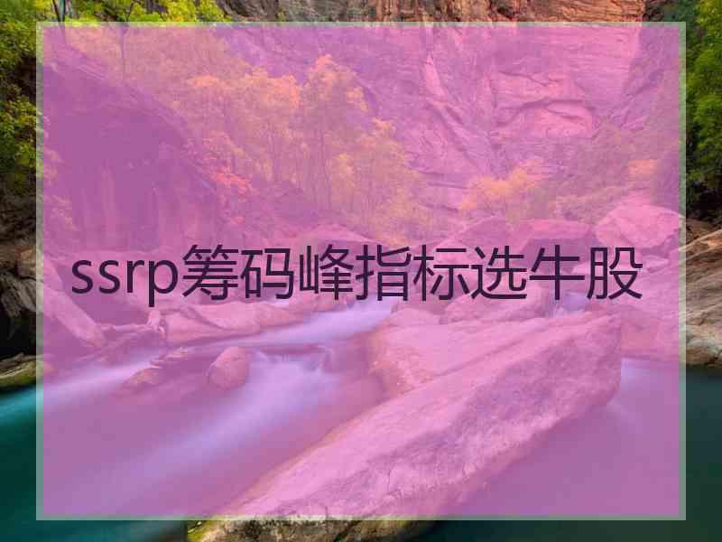 ssrp筹码峰指标选牛股