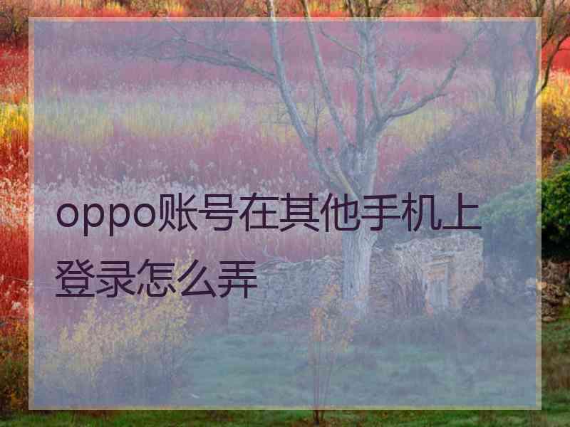 oppo账号在其他手机上登录怎么弄