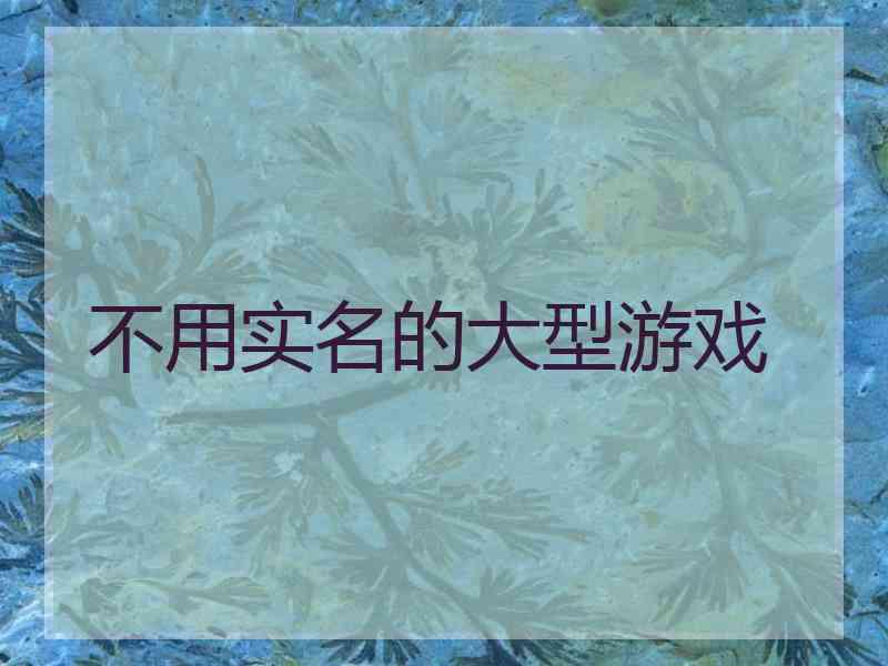 不用实名的大型游戏