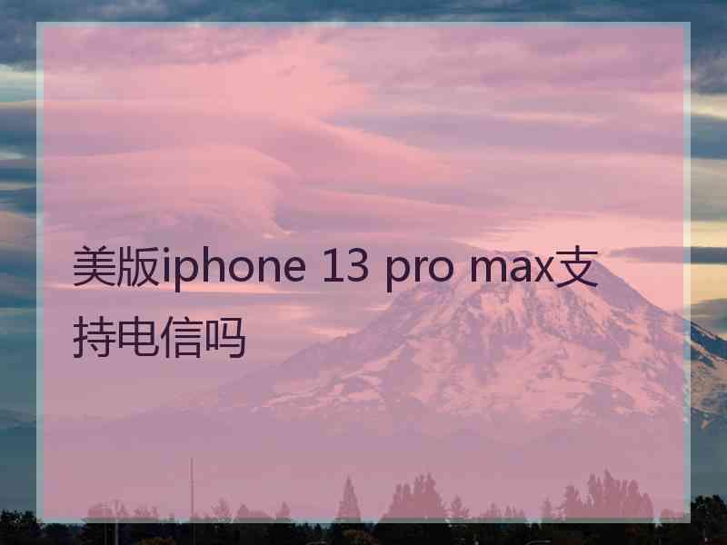 美版iphone 13 pro max支持电信吗