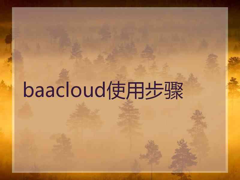 baacloud使用步骤